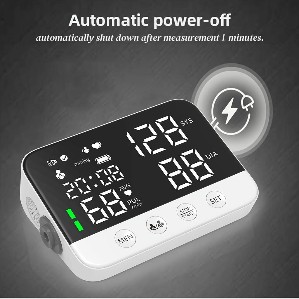 Automatisches digitales Blutdruckmessgerät mit großem LED-Hintergrundbeleuchtungsbildschirm, Sprachführung, Oberarm-Blutdruckmessgerät, 240-Messwert-Speicher