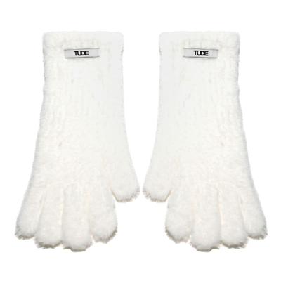 TUDE HAIRY FINGER HOLE GLOVES WHITE