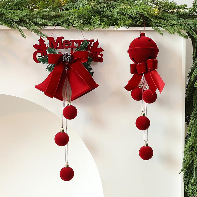 Christmas Bell Nordic Flocking Bell Ornaments Christmas Decorations Window Pendants Ornaments Diy Christmas Scene Decorations