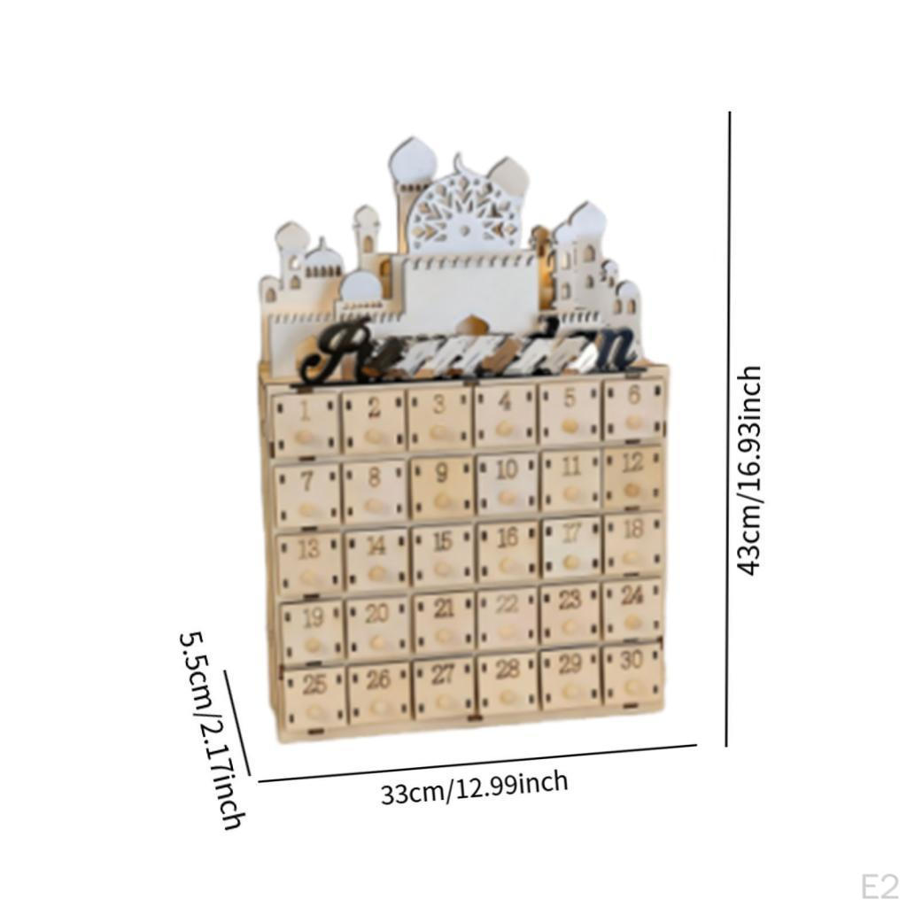 Ramadan Advent Calendar Eid Mubarak Decorative Ornament Fillable with Light for