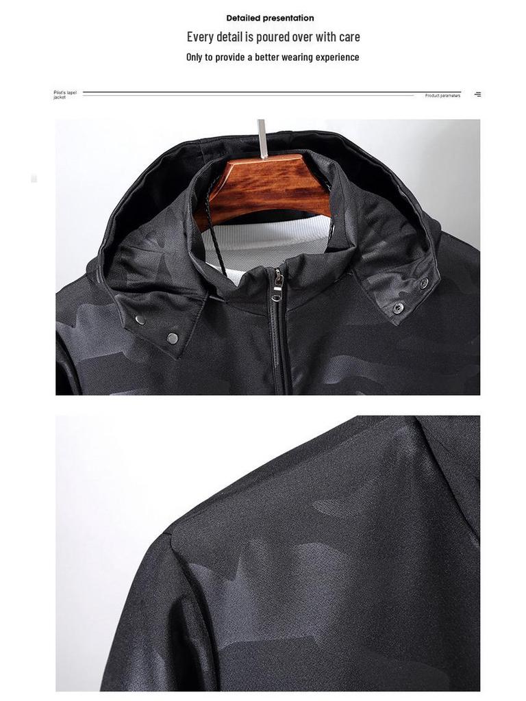 Męska Kurtka Kamuflażowa Plus Size z Odpinanym Kapturem - Wiosna/Jesień 2020.