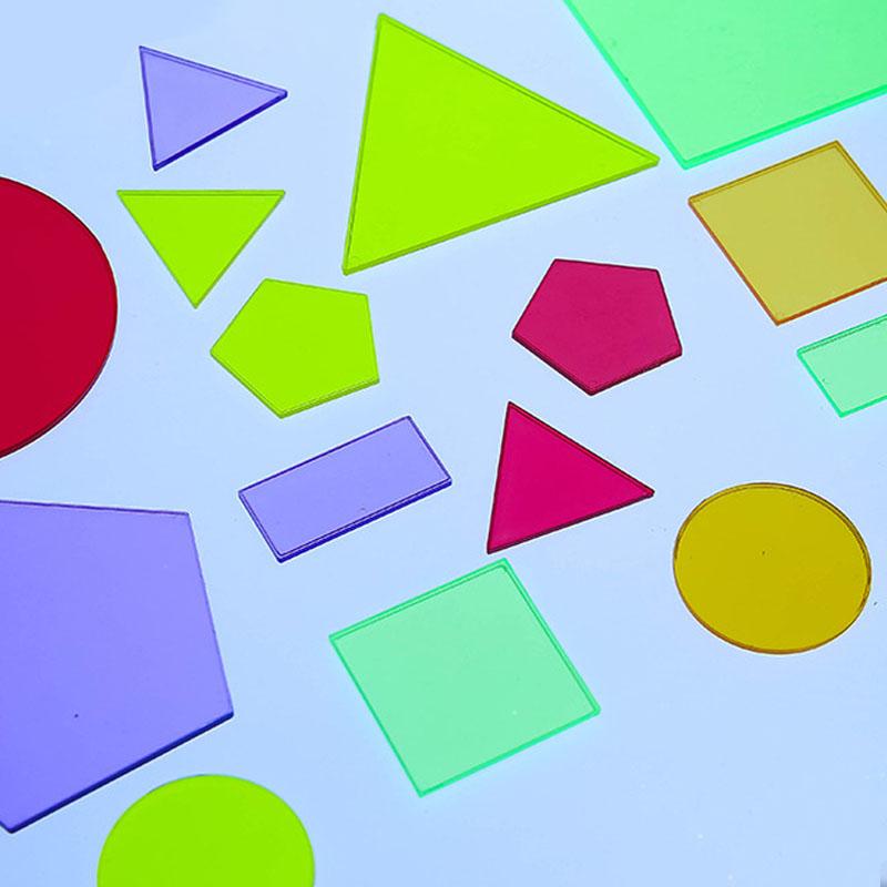 Montessori Translucent Geometric Puzzle Kids Toys Rainbow Blocks DIY Thinking Game Sensory Education Learning Light Table Toys