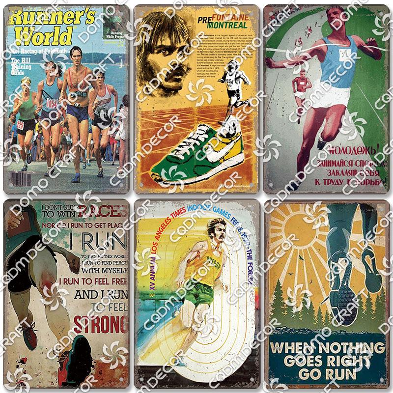 Run Race Poster Metal Plate Runner Run With Your Heart Running Shoes Metal Tin Signs Retro Wall Decor Club Gym Living Room Home