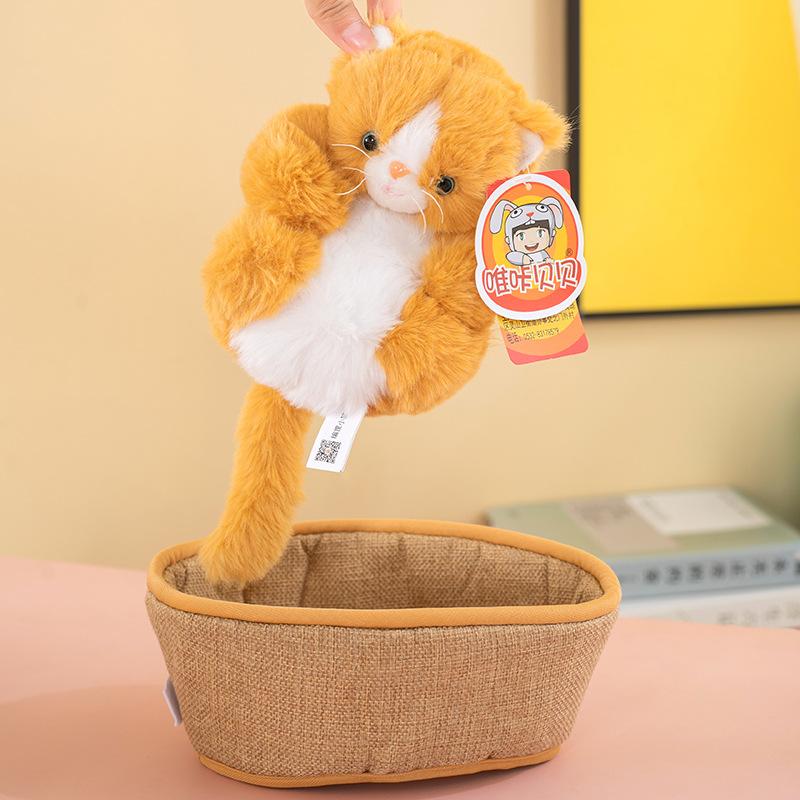 Creative Plush Toy Cute Hanging Basket Simulation Cat Doll Cute Home Ornament Rag Doll Children'S Companion Doll
