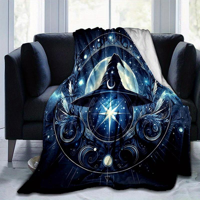 1pc Wizard's Hat A Mystical Celestial Emblem Blanket Seasonal Universal Home Decorative, Living Room, Travel, Camping, Car Blankets