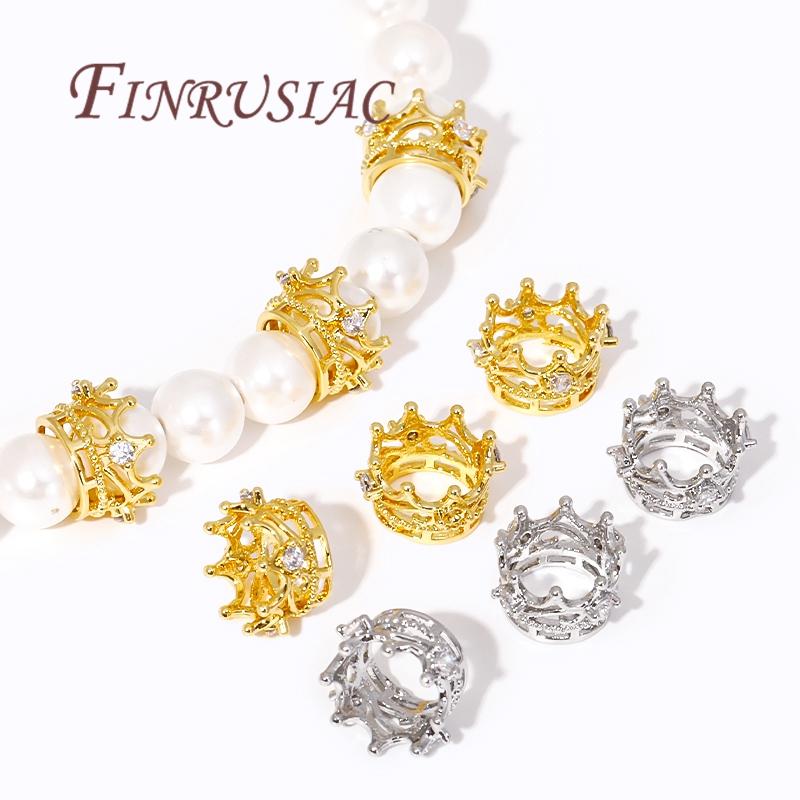 Fashion Crown Beads 18K Gold Plated Big Hole Beads For Bracelets,Separators For Beads,DIY Jewlery Making Supplies Accessories