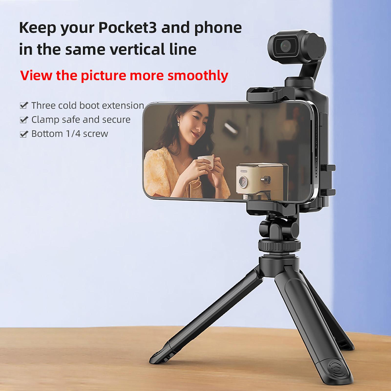 

Multi functional Camera Mount Bracket with Phone Holder 3 Cold Shoe Mount Tripod Phone Mount Replacement for DJI Osmo чёрный