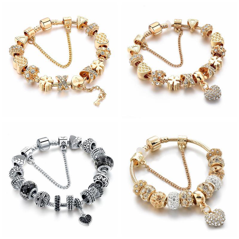 Bransoletka z koralikami Pan's European Charm z zawieszką choinki - Styl vintage dla kobiet