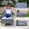 2 Seater Rattan Sun Lounger Set with Side Table-Grey