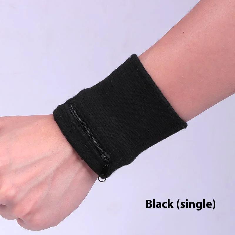 Authentic Basketball Running Sports Wipe Polyester Cotton Zipper Wrist Guard Sweat Absorbing and Wiping Wrist Guard Zero Wallet чёрный