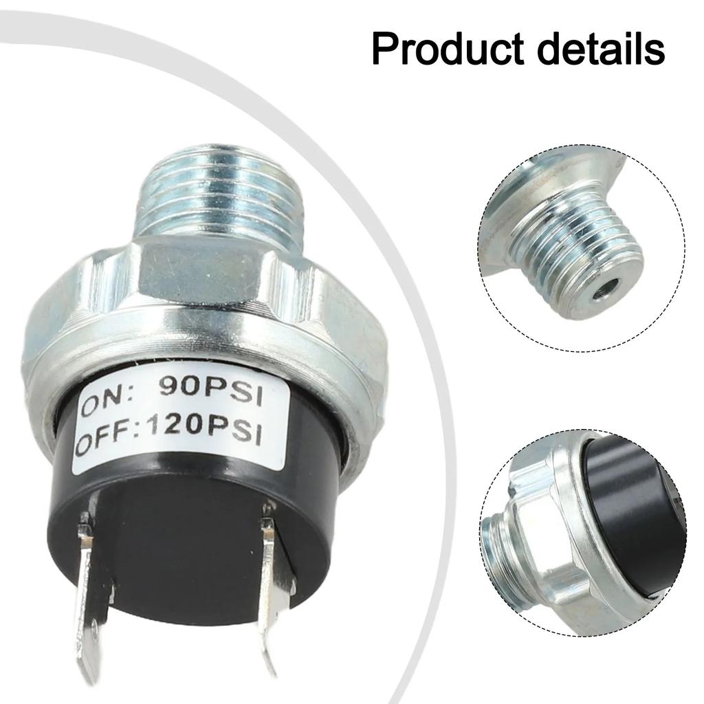 Air Compressor Valve Switch 18 NPT Thread Air Pressure Control Switch with 90 120PSI and 120 150PSI Options for Pneumatic Use