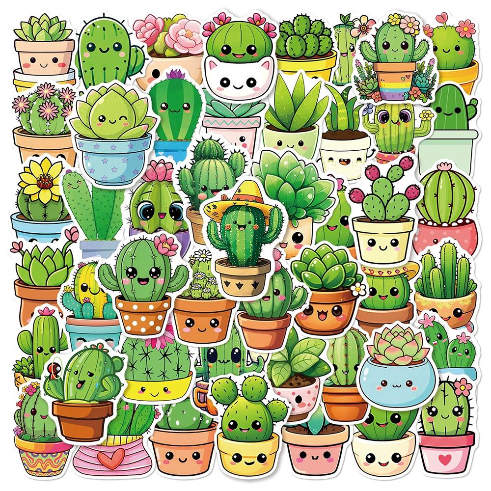 10/30/50pcs Funny Cartoon Plant Cactus Stickers Kawaii Creative Graffiti Decal for Notebook Guitar Laptop Cute Toy Sticker Decor