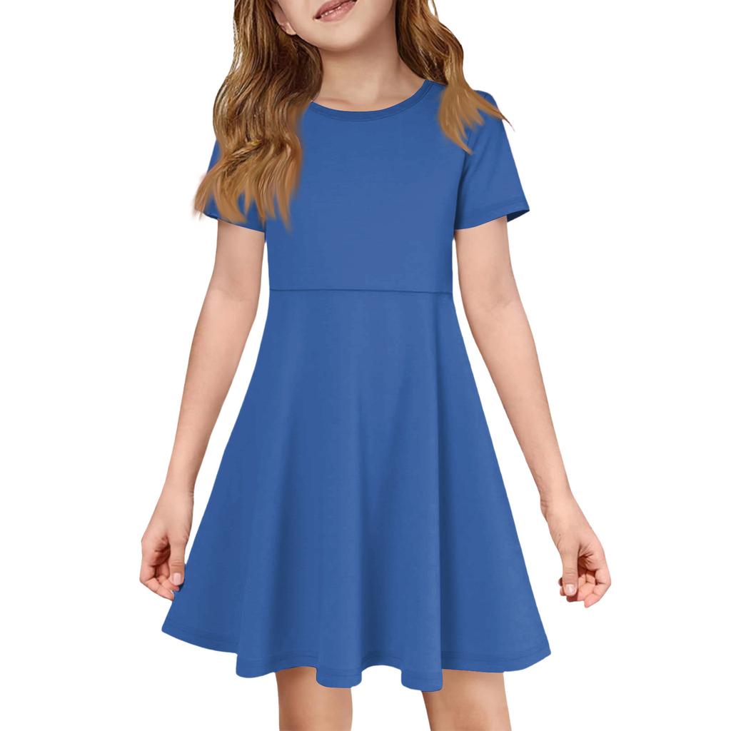 Girl Summer Dress Color & Print Short Sleeve Dress With Pocket Casual Dress Shorts Sleeve Party Dress Easter Day