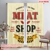 2pcs 2D Flat Printing Window Drapes Farm Fresh Meat Shop Quality Polyester Without Electricity Family Party Use for New Year and