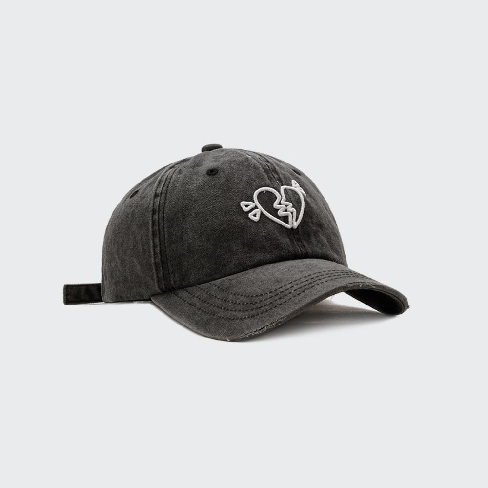 Korean Style Love Heart Baseball Cap Sunscreen Washed Cotton Peaked Hat Embroidered Sun Hat Couple