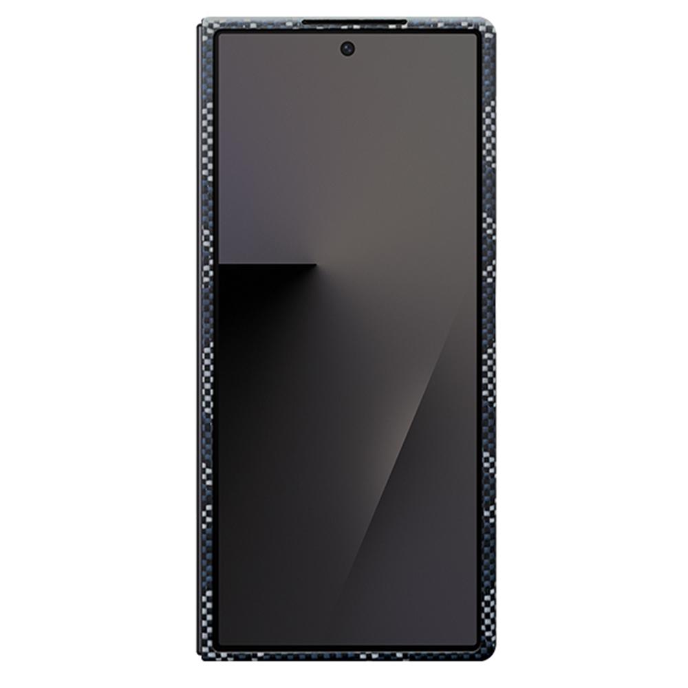 For Samsung Galaxy Z Fold7 5G Magnetic Case Precise Cutouts Geometric Pattern Aramid Fiber Phone Cover with Metal Lens Frame/Front Frame