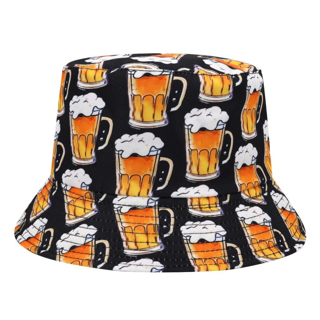 Cappello a Secchiello con Stampa Birra Festa Festival Decorare Cappello da Pescatore Donna Uomo Estate Esterno Protezione Solare Panama Reversibile Cappello Sole Gorras
