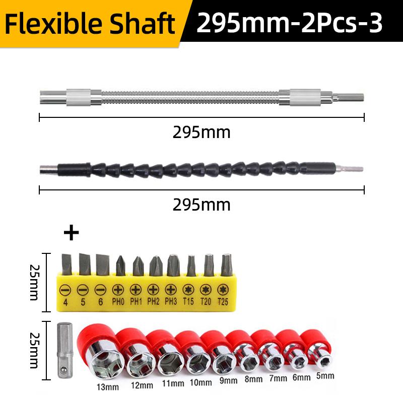 Flexible Shaft Drill Bit Extension Holder 295/400 Link Drill Hex Screwdriver Soft Driver Extend Rod Tools Slotted Phillips Star