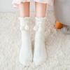 Coral Fleece Socks Medium Tube Socks Season Thickened Warm Confinement Socks Small Hairball Cute Home Sleep Socks Women
