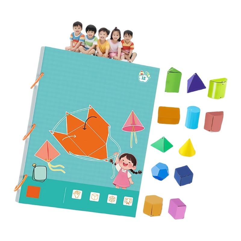 Educational Geometry Workbook Hands on Geometric Shape Activity Book With Folding Geometric Model For Kid Preschooler