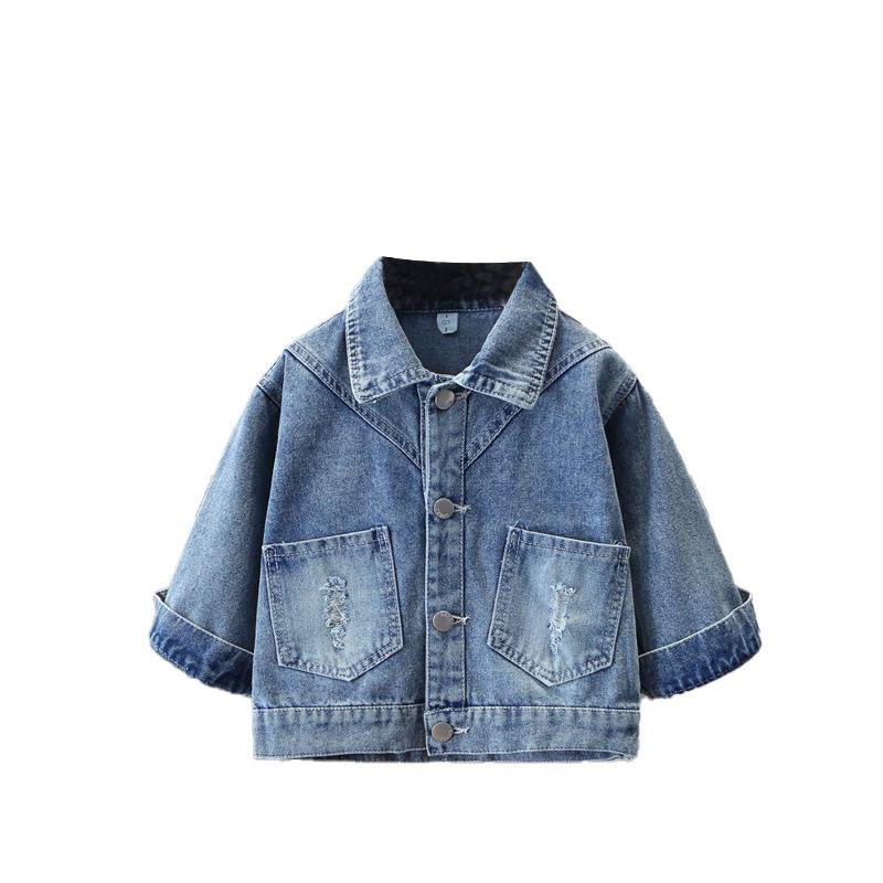 Girls' Bow Denim Jacket - 2024 Autumn Korean Style Casual Top