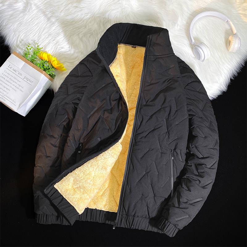 

Cotton-padded Clothes and Velvet To Keep Warm Men s Casual Hong Kong Style Trend Winter Lamb Wool 7XL чорний