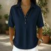 Women's Loose Fit Denim Button Trim Top, Casual Button Blouse for Women, Daily Wear Basic Top