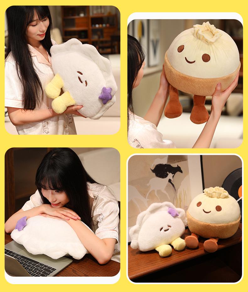 Cute Dumpling Plush Toy Cushion - Jiaozi Doll for Girls
