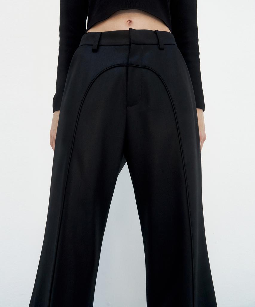 Teulimingbeodeu Suede Piping Classic Set-Up Pants [ Black ]