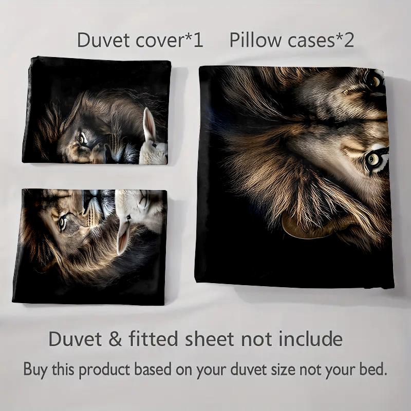 Lion lamb portrait Bedding Duvet cover sets Duvet covers Pillowcases gifts (1 * Duvet Cover 2 * Pillowcases, without duvet insert)