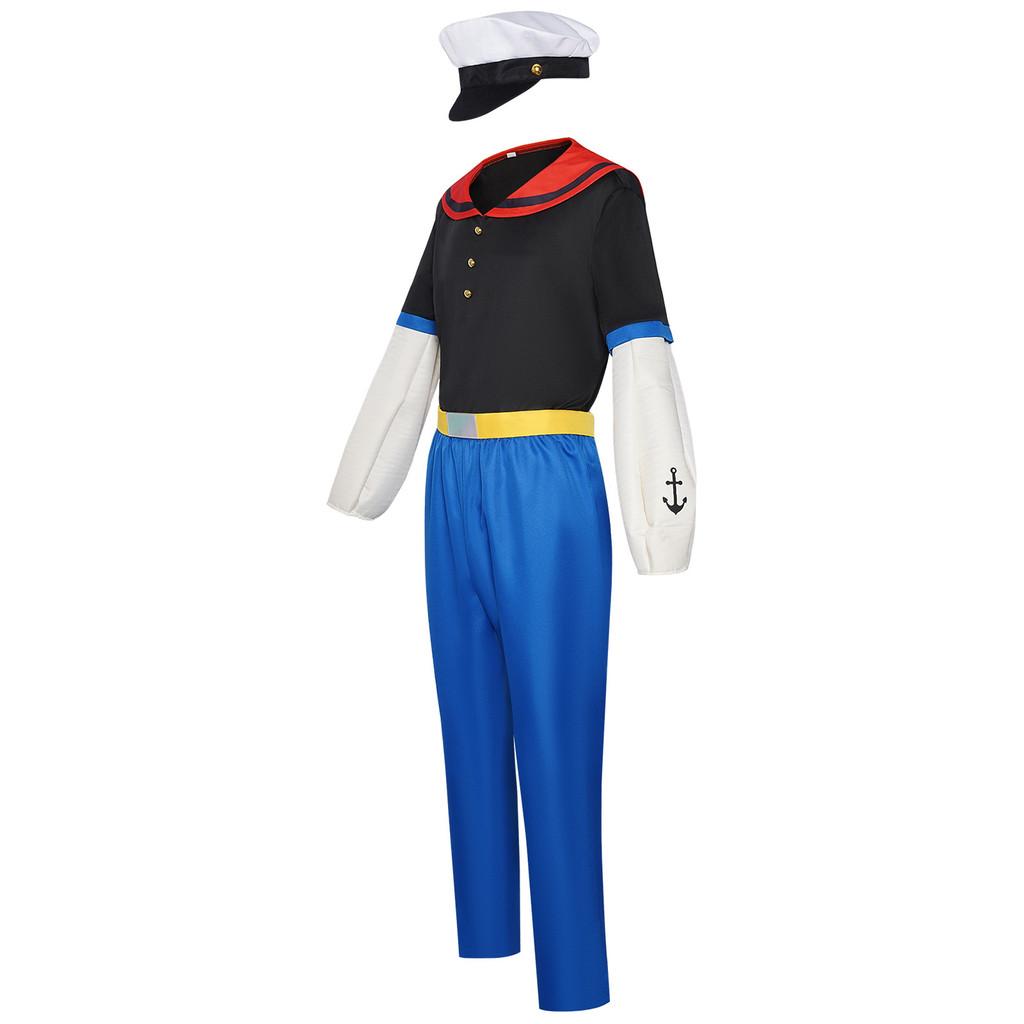 Popeye The Sailor Cosplay Costume For Anime Role Play With Polyester Fabric For Halloween And Party Costumes
