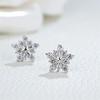Luxury Crystal Flower Stud Earrings For Women White CZ Stone Romantic Snowflake Shaped Earrings Jewelry Gift Accessories