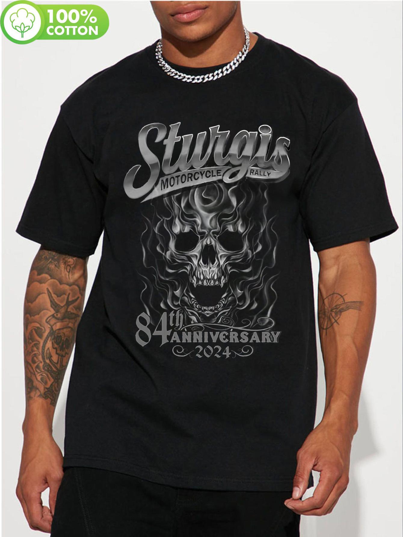 2024 Sturgis Motorcycle Rally Smokey Skull Tshirtcasual a... XXL