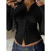 Camisa de Manga Larga con Solapa y Botones de Cintura Entallada para Mujer Otoño Invierno, Nuevo Top Blusa Casual para Transfronterizo Europeo Americano