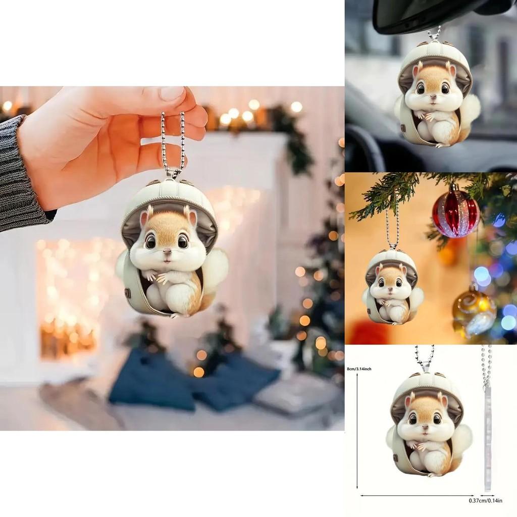 Whimsical Squirrel Acrylic Vehicle Pendant Charming Car Decoration Enthusiasts For