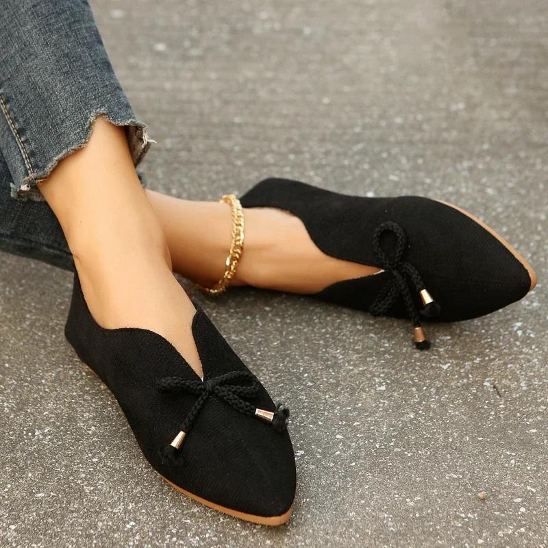 

Модные женские лоферы Ретро Заостренный носок Замшевые Туфли на плоской подошве Летние Слипоны Повседневная обувь Женская обувь Zapatos De Mujer Большой размер 36-43 36 чёрный