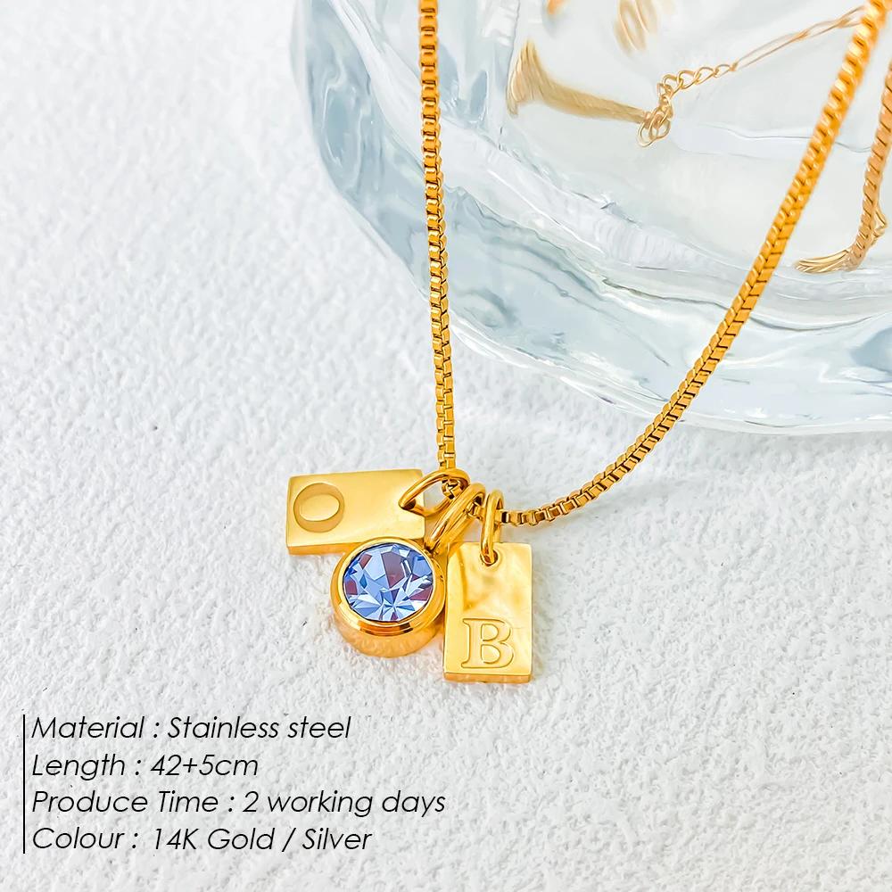 EManco DIY Personalized Initials Customized Name Necklace Glitter Birthstone Pendant Ladies Gifts Dropshipping