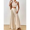 Casual Style Plus-Size High-Waisted Drapey Wide-Leg Pants for Women Summer Cotton-Linen Texture Slimming and Flattering Skirt Pants Commuting