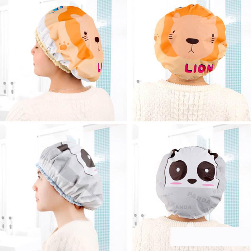 1PC Cuffia da bagno elastica in pizzo con simpatico cartone animato, per donne, per bagni e saune