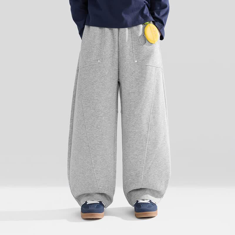 Pantaloni Zuoxi da Ragazzo con Tasca a Toppa con Borchie in Cotone Lattiero-Caseario Gamba Curva