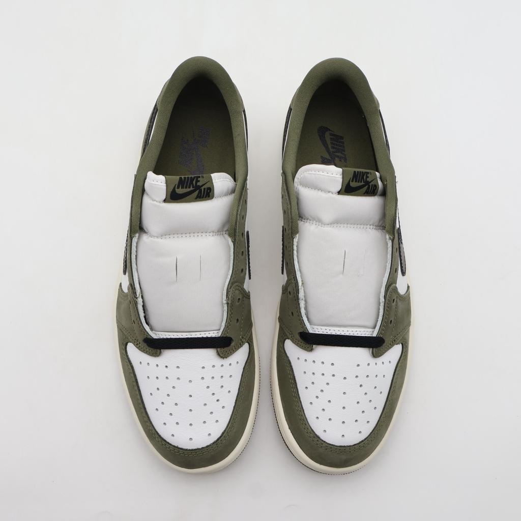 HQ6998-200 Nike Air Jordan 1 Low OG Medium Olive and Summit White (Men's)