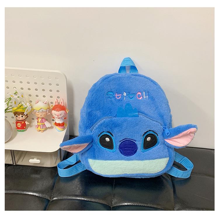 Schoolbag Autumn and Winter Plush Stitch Bag Girls Cute Cartoon Backpack Kindergarten Children's Leisure Creative Backpack