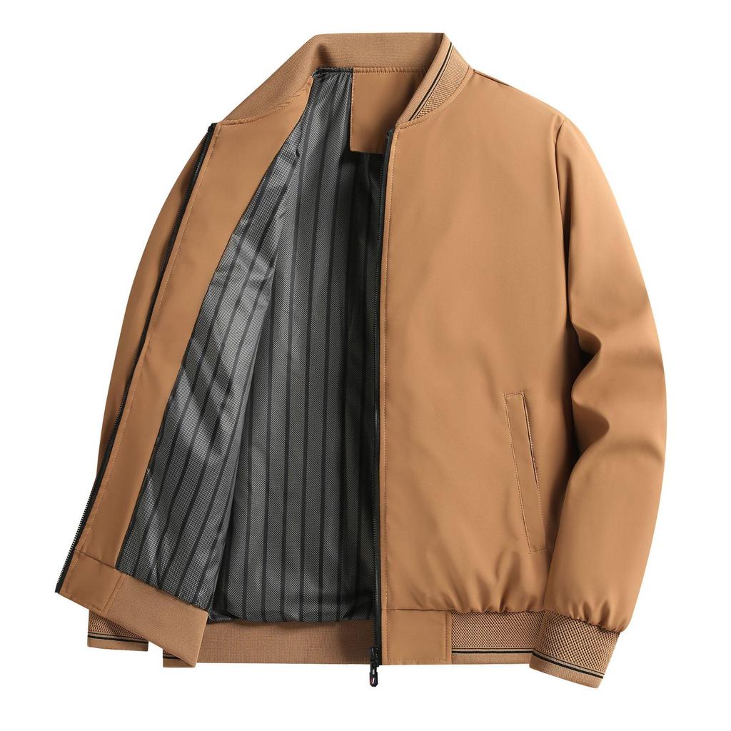 Men's Spring & Autumn Loose Solid Color Jackets - Middle-Aged Dad Business Casual Fashion