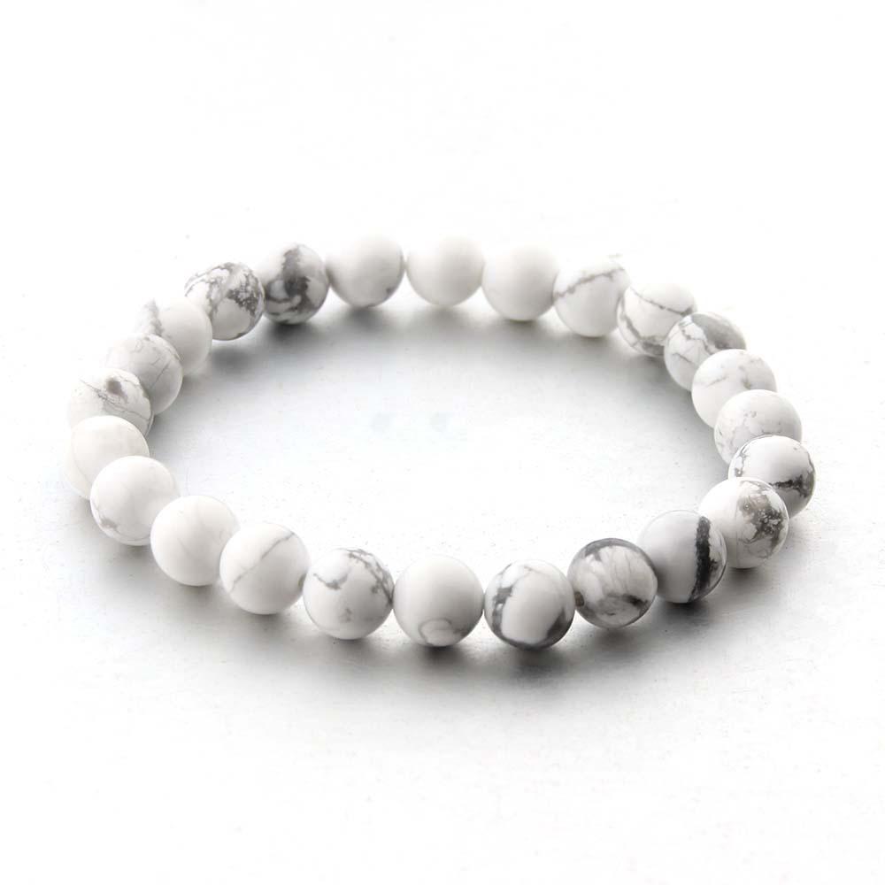 

Free Shiping Low Price All Items Mens Bracelet Black Volcanic Stone Spherical Bead Elastic Bangle for Man білий