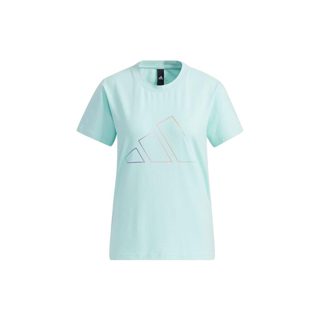 Adidas Gradient Print Logo Sports Round Neck Short Sleeve T-Shirt Women Tops Green GP0674