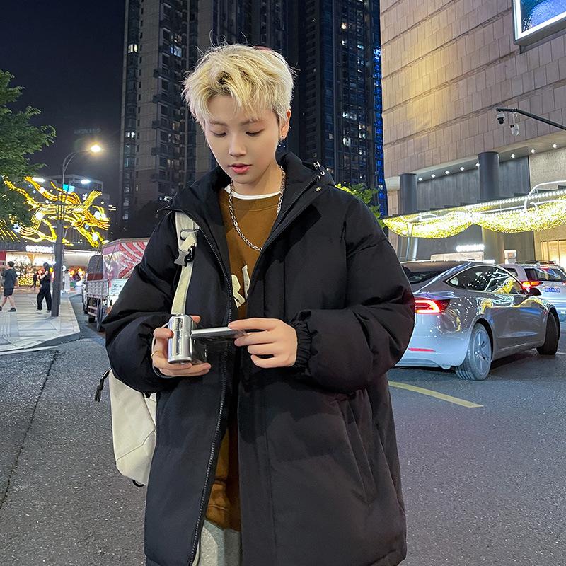 Loose solid color cotton-padded jacket women's autumn and winter Korean version trend loose and thickened men's casual couple cotton clothes