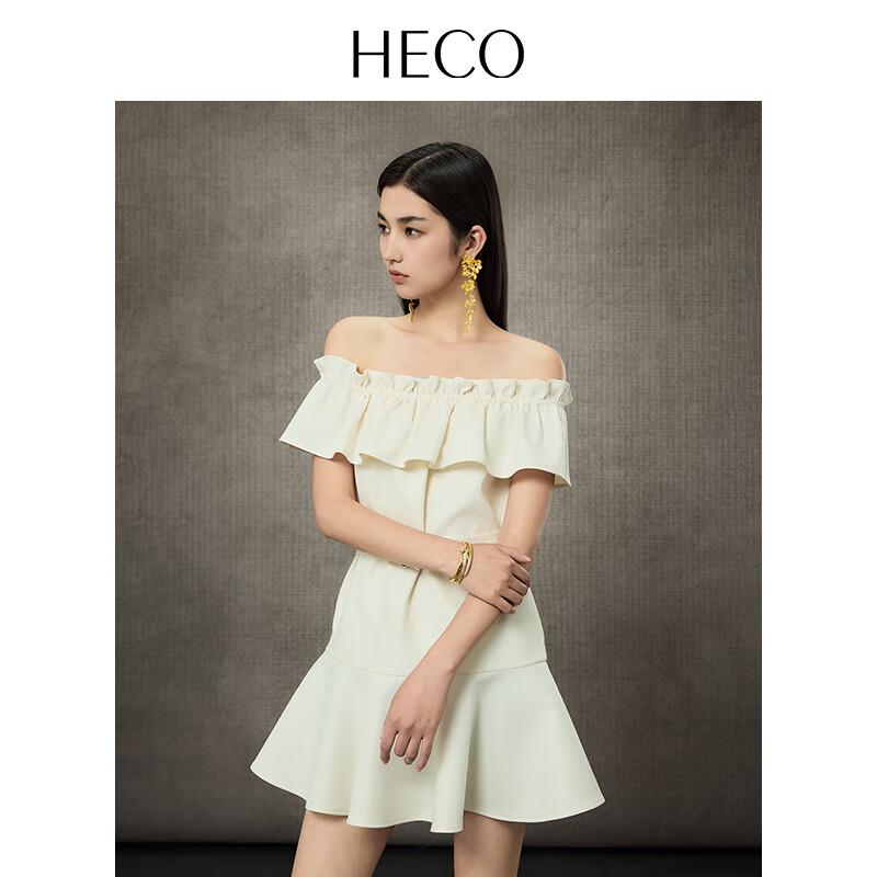 HECO Летнее платье с открытыми плечами и оборками в новом китайском стиле L
