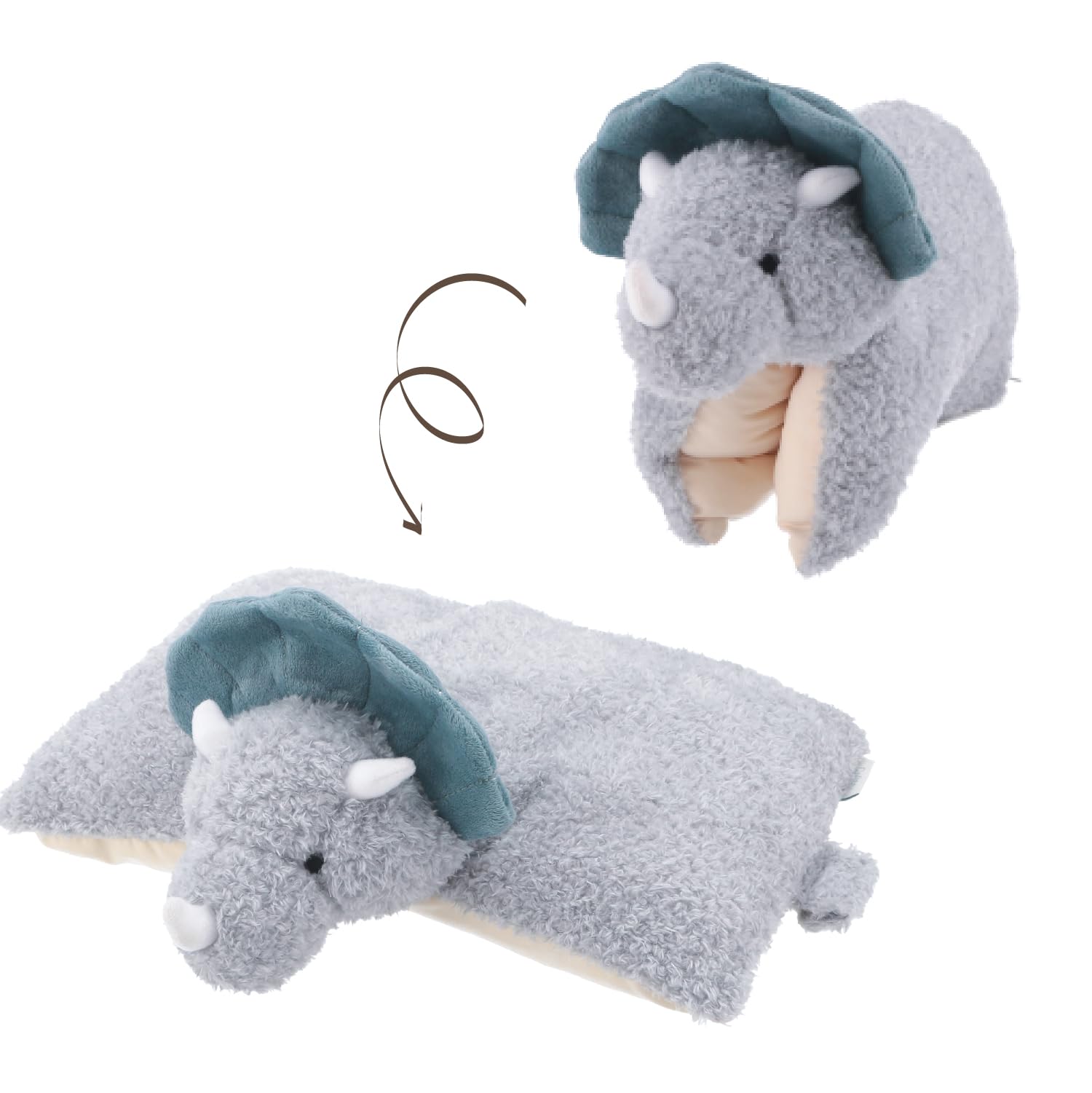 

Fuji Boeki Triceratops Plush Toy, Portable Pillow/Nap Pillow, 30cm Wide x 27cm Deep x 13cm High, Includes Pocket for Heat Packs, 41708