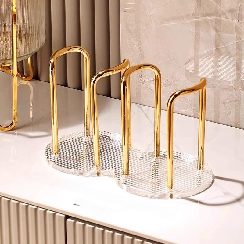 Double Cup Storage Rack Disposable Paper Plastic Cup Organizer Dispenser Light Luxury Acrylic Countertop Table Coffee Cup Holder