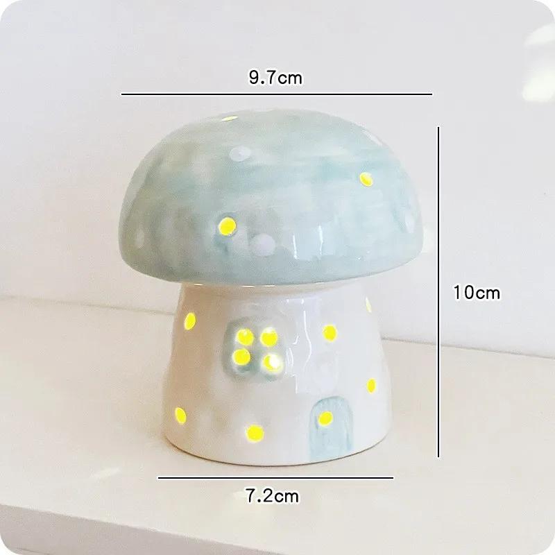 New Creative Mushroom Nightlight Bedroom Bedlight Mini Desktop Sunset Night Lamp Girl Heart Dream Ceramic Light Led Night Light